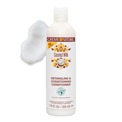 Creme of Nature creamy shampoo texture poured to show moisturizing slip benefit