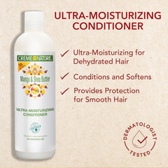 Creme of Nature hand applying conditioner demonstrating easy detangling