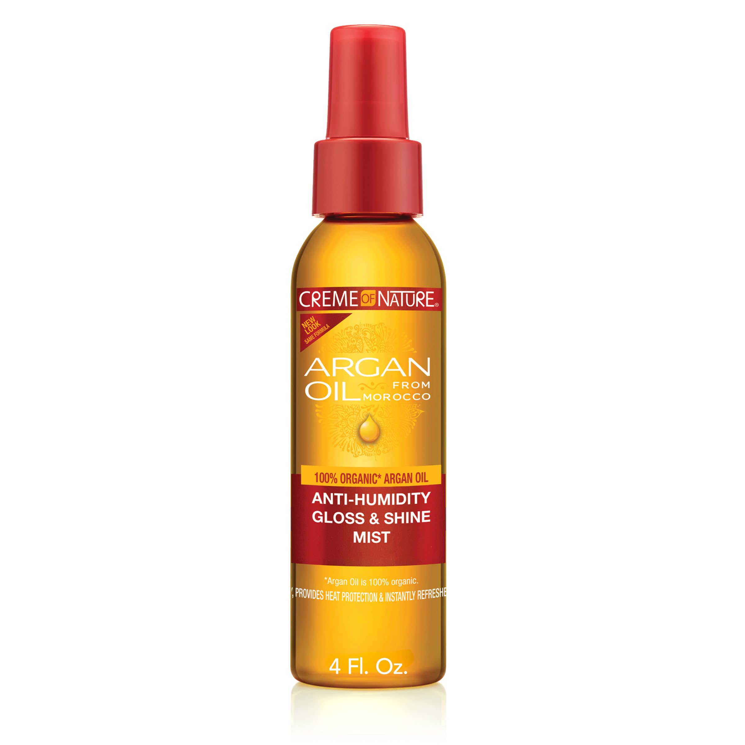 Creme of Nature bottle front packaging showing product and shine benefit