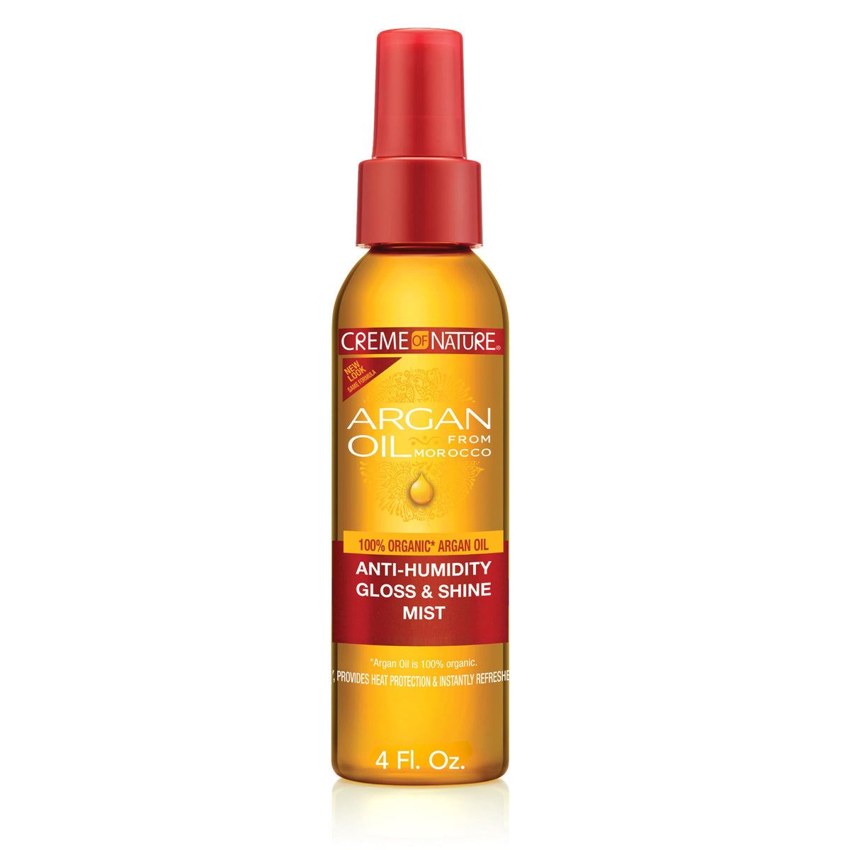 Creme of Nature bottle front packaging showing product and shine benefit