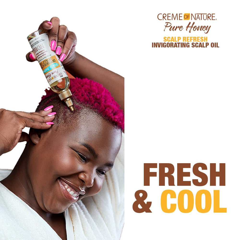 Creme of Nature ingredient label close-up highlighting natural extracts benefit