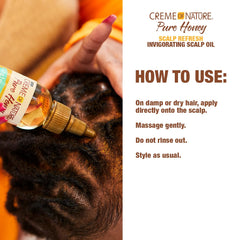 Creme of Nature applied to scalp demonstrating targeted nourishment benefit