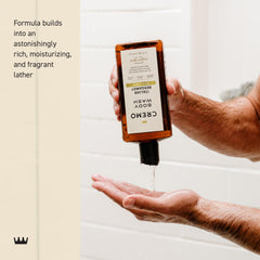 Cremo bottle placed on shower shelf illustrating use-ready convenience in shower