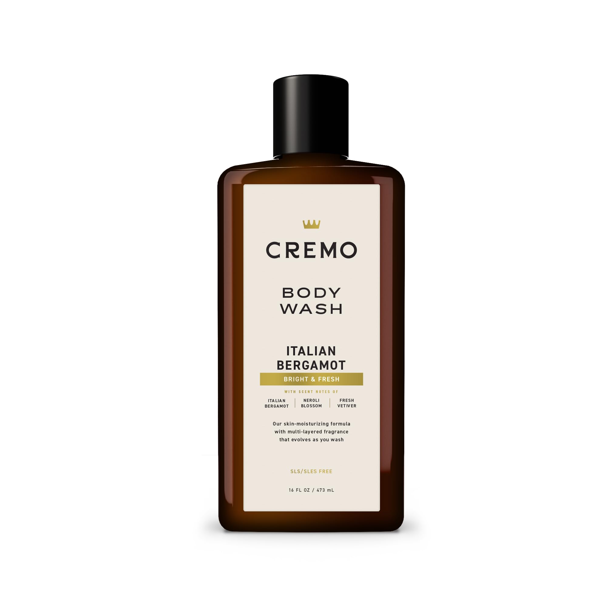 Cremo front bottle showing Italian Bergamot label and size for easy selection