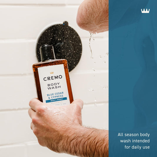 Cremo rich creamy lather texture on hand, illustrating moisturizing benefits