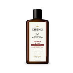 Cremo front bottle shot showing label and refined bourbon scent benefit