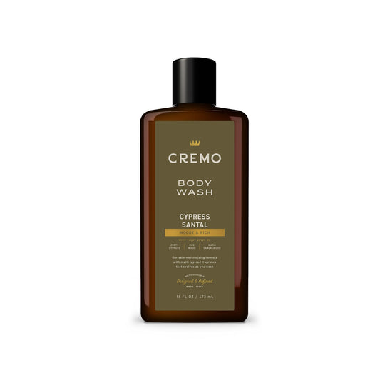 Cremo front bottle image showing label and elegant scent branding for confident grooming