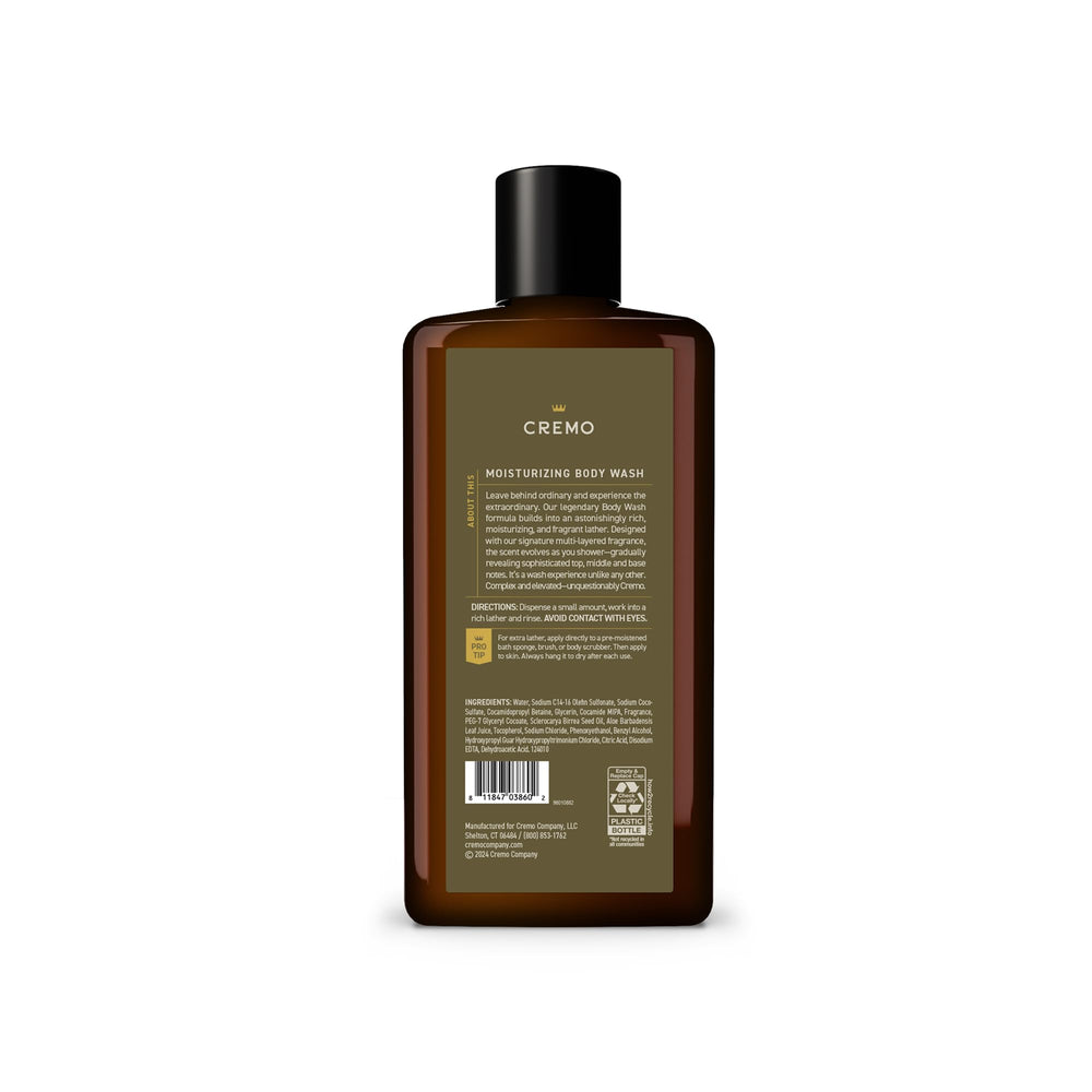 Cremo bottle next to common items showing 16 fl oz size for lasting value
