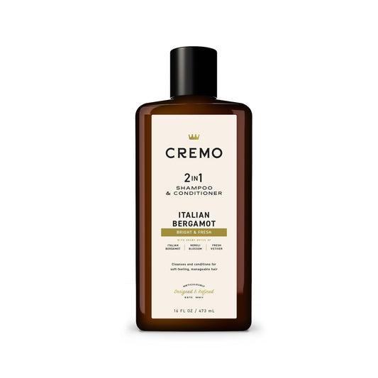 Cremo bottle front view showing Italian Bergamot label and premium scent benefit