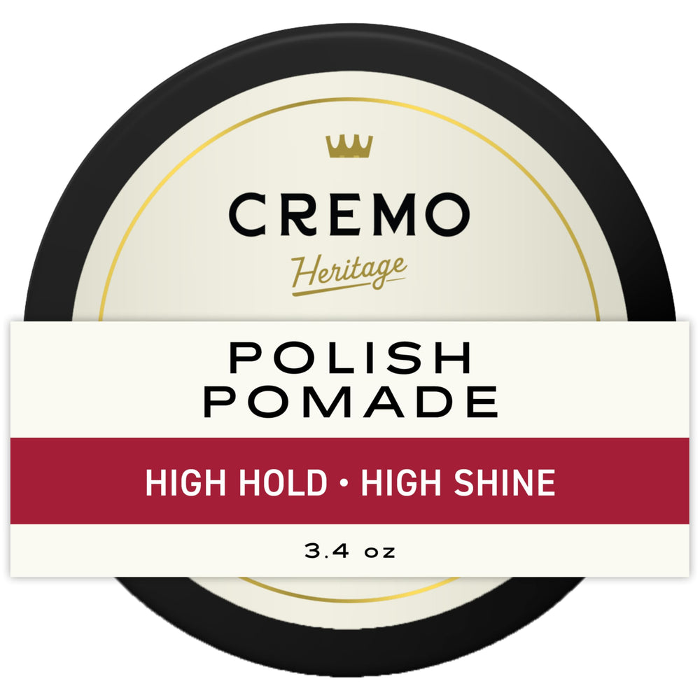 Cremo pomade front tin showing label and compact packaging benefit