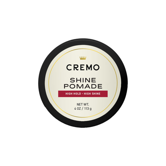Cremo pomade front tub showing label and compact 4 oz size, ideal for travel