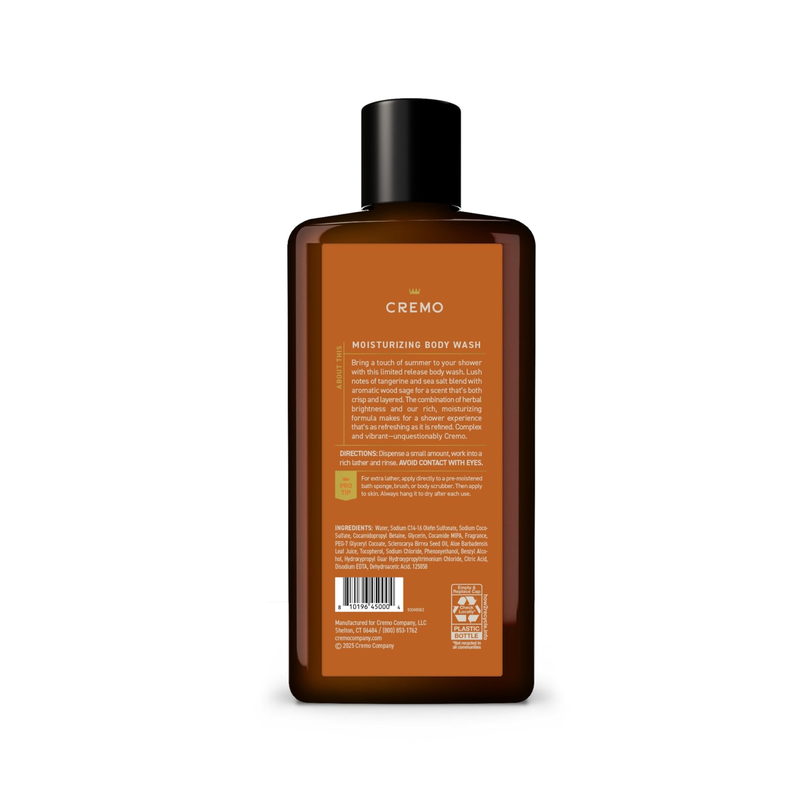 Cremo wood sage and sea salt ingredients together showing aromatic, layered fragrance