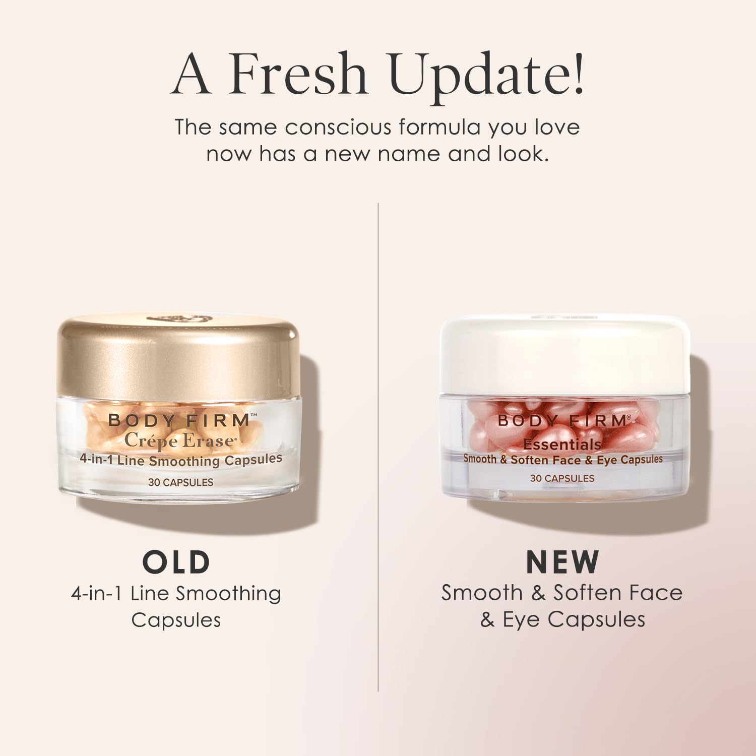 Crepe Erase capsules staged in a bathroom routine for daily use