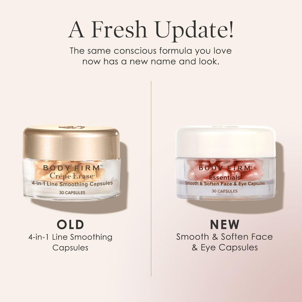 Crepe Erase capsules staged in a bathroom routine for daily use