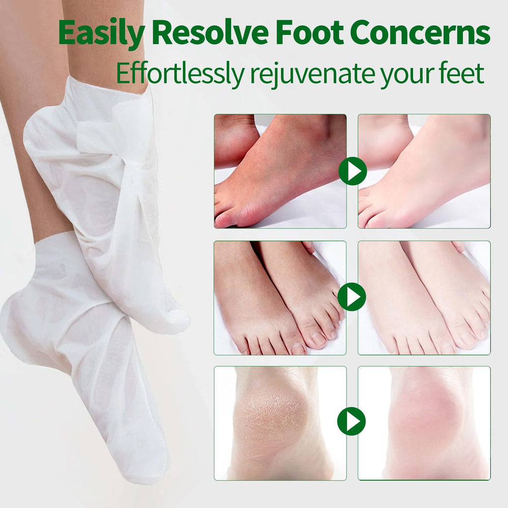 CRISTALBOX foot mask in use on feet with socks over masks for hands-free wear