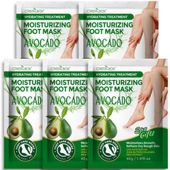 CRISTALBOX front packaging showing five moisturizing foot mask pack and benefits