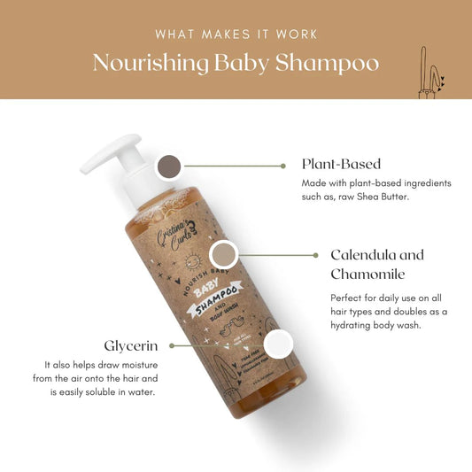 Cristina's Curls shampoo pump close-up for easy dispensing and tear-free benefit
