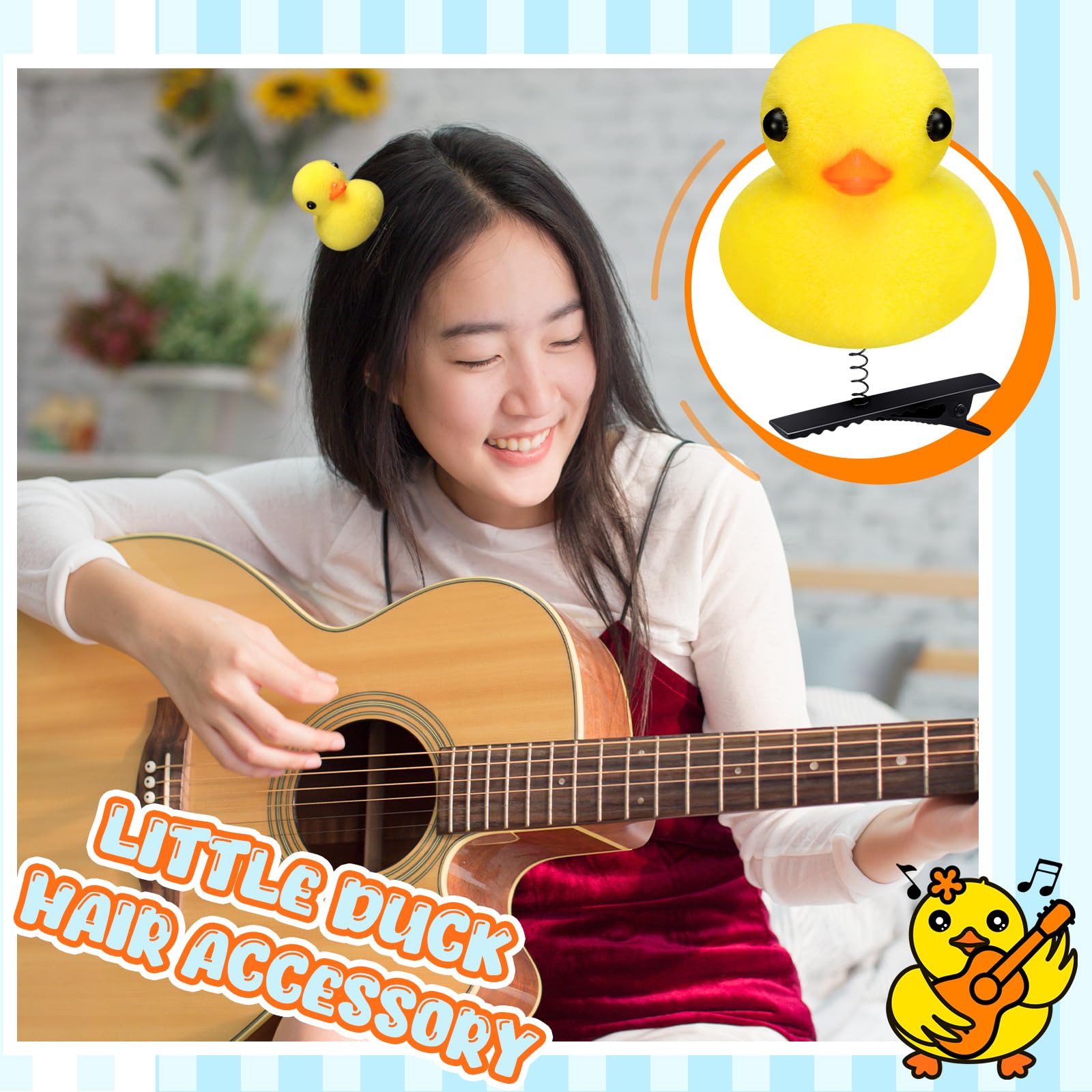 Croknit duck clip worn in braid adding playful charm and secure hold