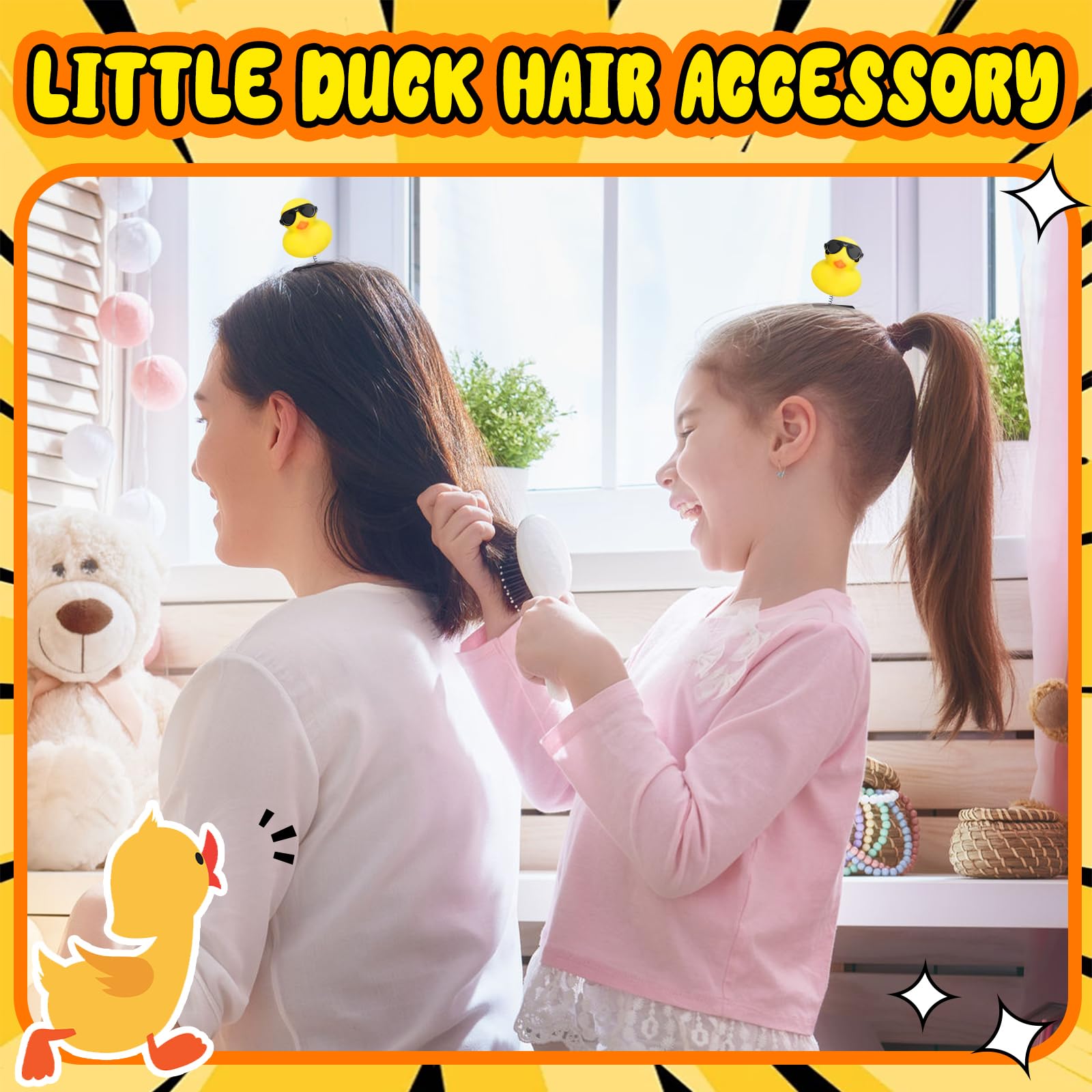 Croknit duck hairpins styled in a braid to add kawaii charm for festivals