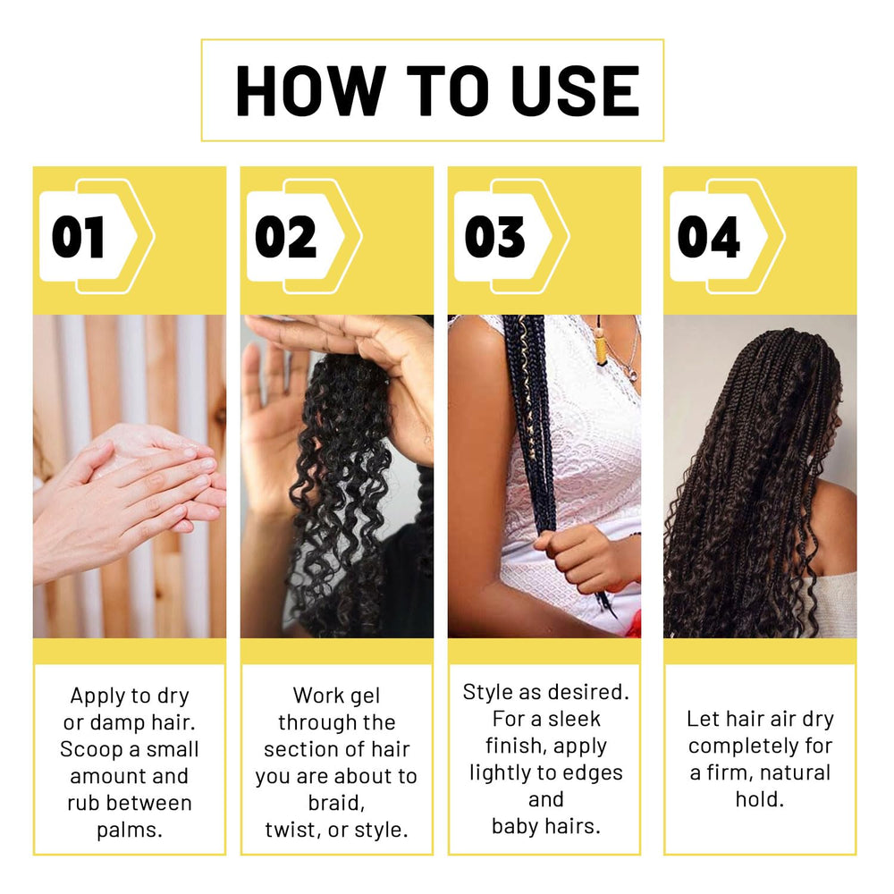 Crownnaturally used on braids before and after showing long-lasting neatness
