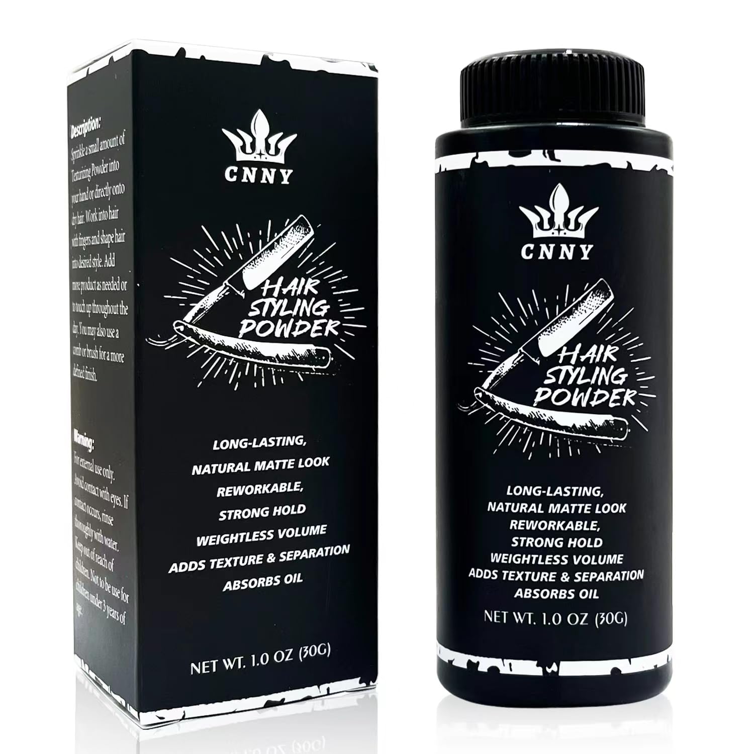 Crownnaturally front packaging showing matte hair powder and brand clarity