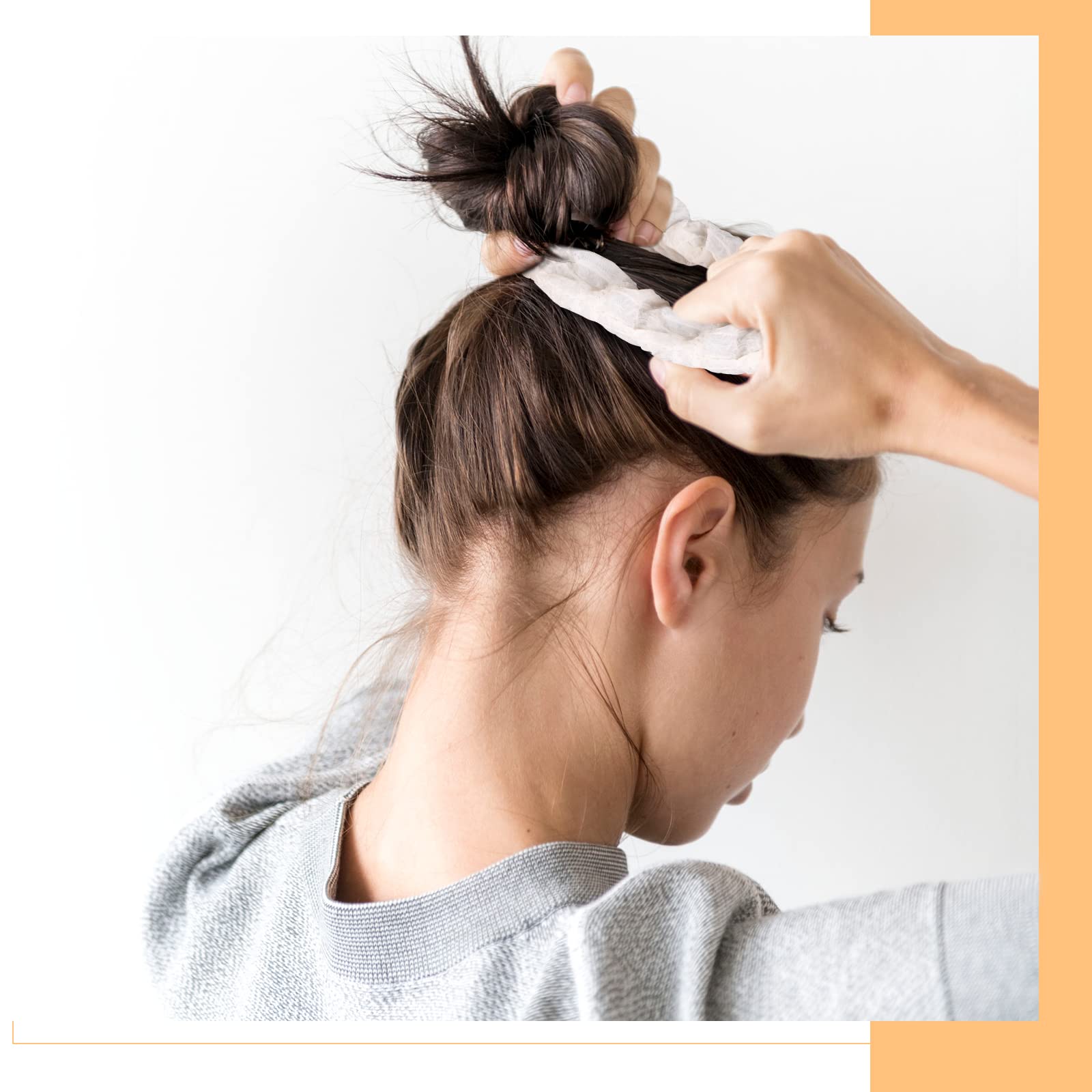 Crowye scrunchie worn on wrist in lifestyle scene for convenience benefit