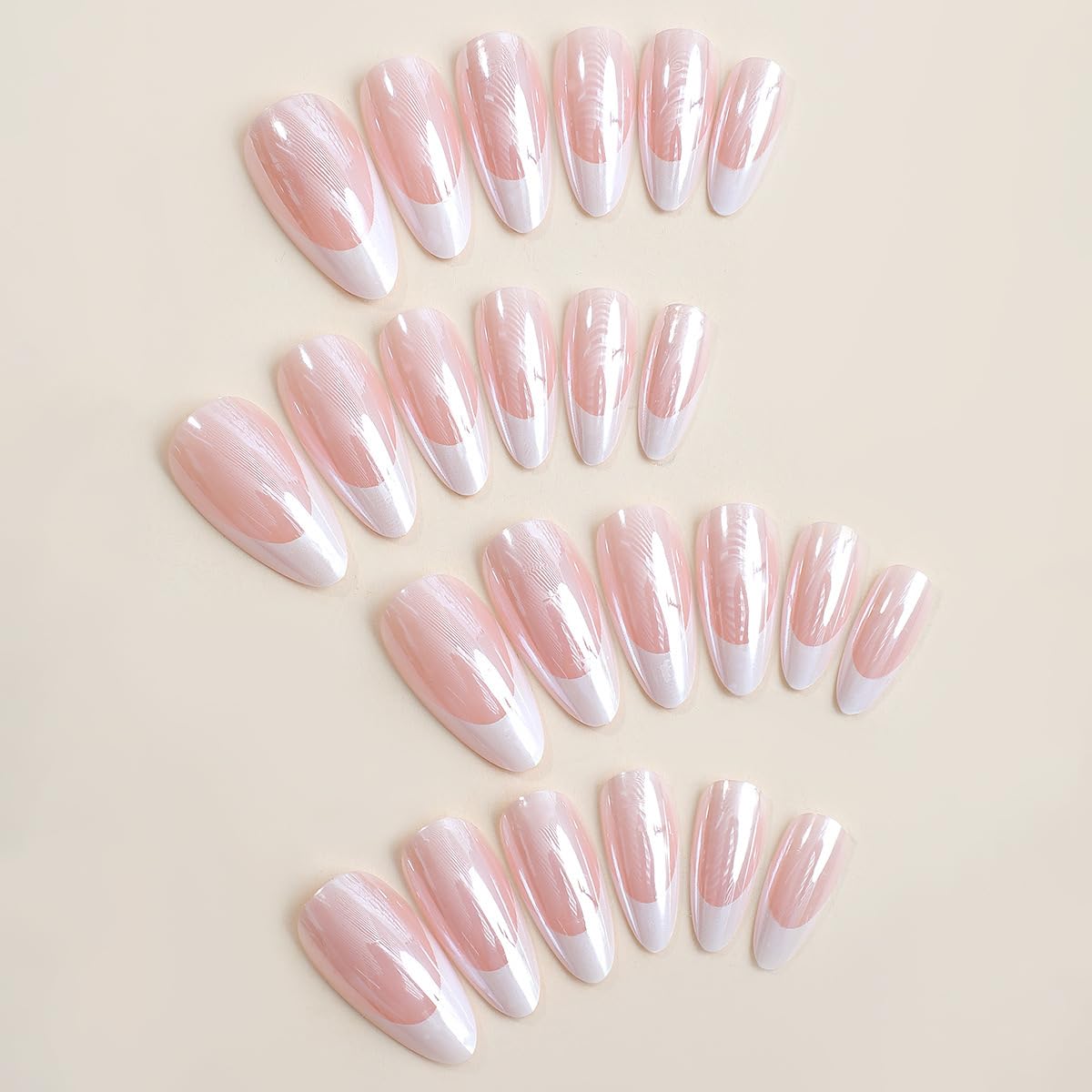 CTTHNBD close-up of chrome white French tip detail highlighting glossy finish