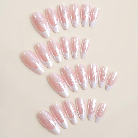 CTTHNBD close-up of chrome white French tip detail highlighting glossy finish