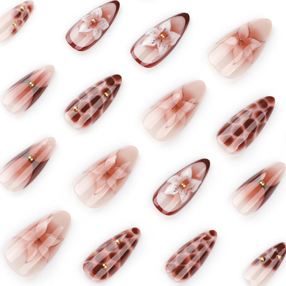 CTTHNBD close-up of floral pattern and brown ombre showing fine detail and polished finish