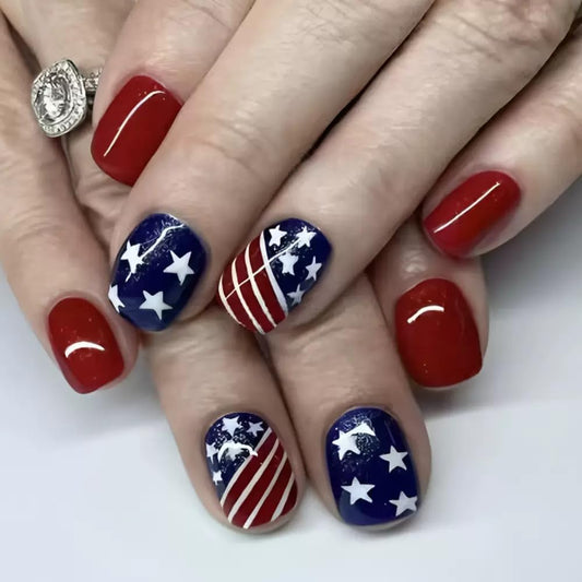 CTTHNBD close-up of star and stripe nail art highlighting crisp print and durable finish
