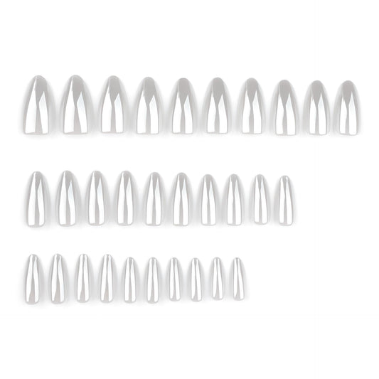 CTTHNBD close-up of chrome white nail tip gloss, highlighting smooth finish and durability