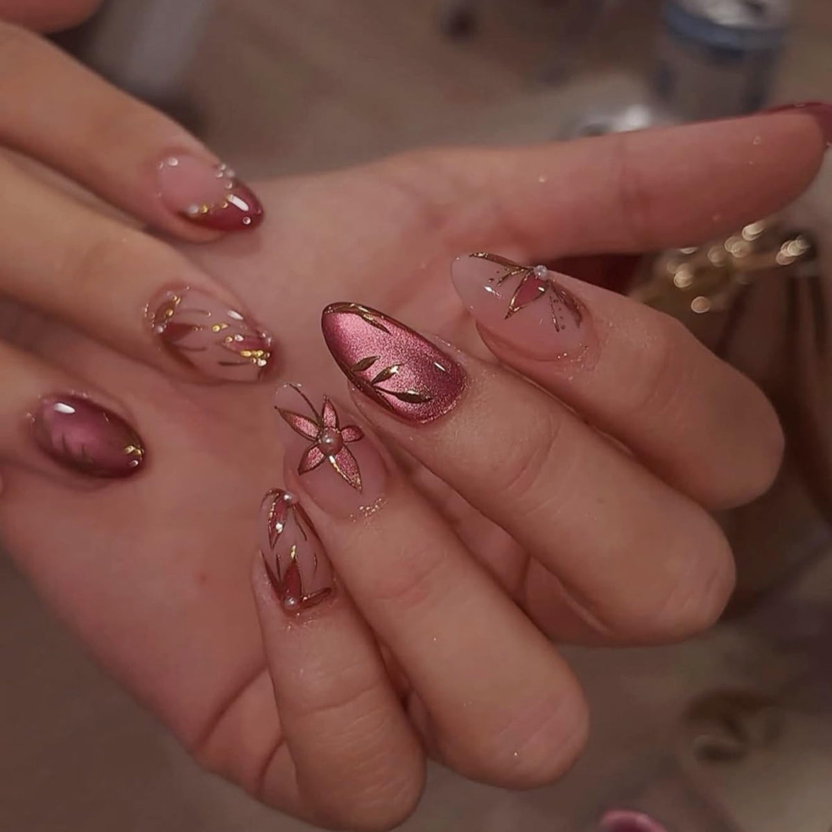CTTHNBD front packaging showing almond press on nails for easy salon look