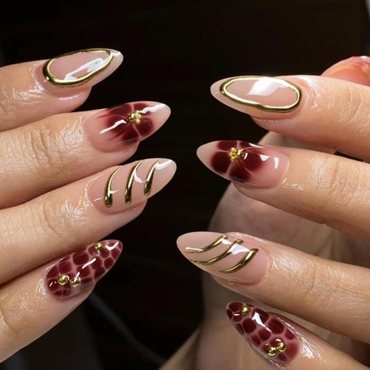 CTTHNBD front packaging showing 24-piece almond press on nails and kit benefits