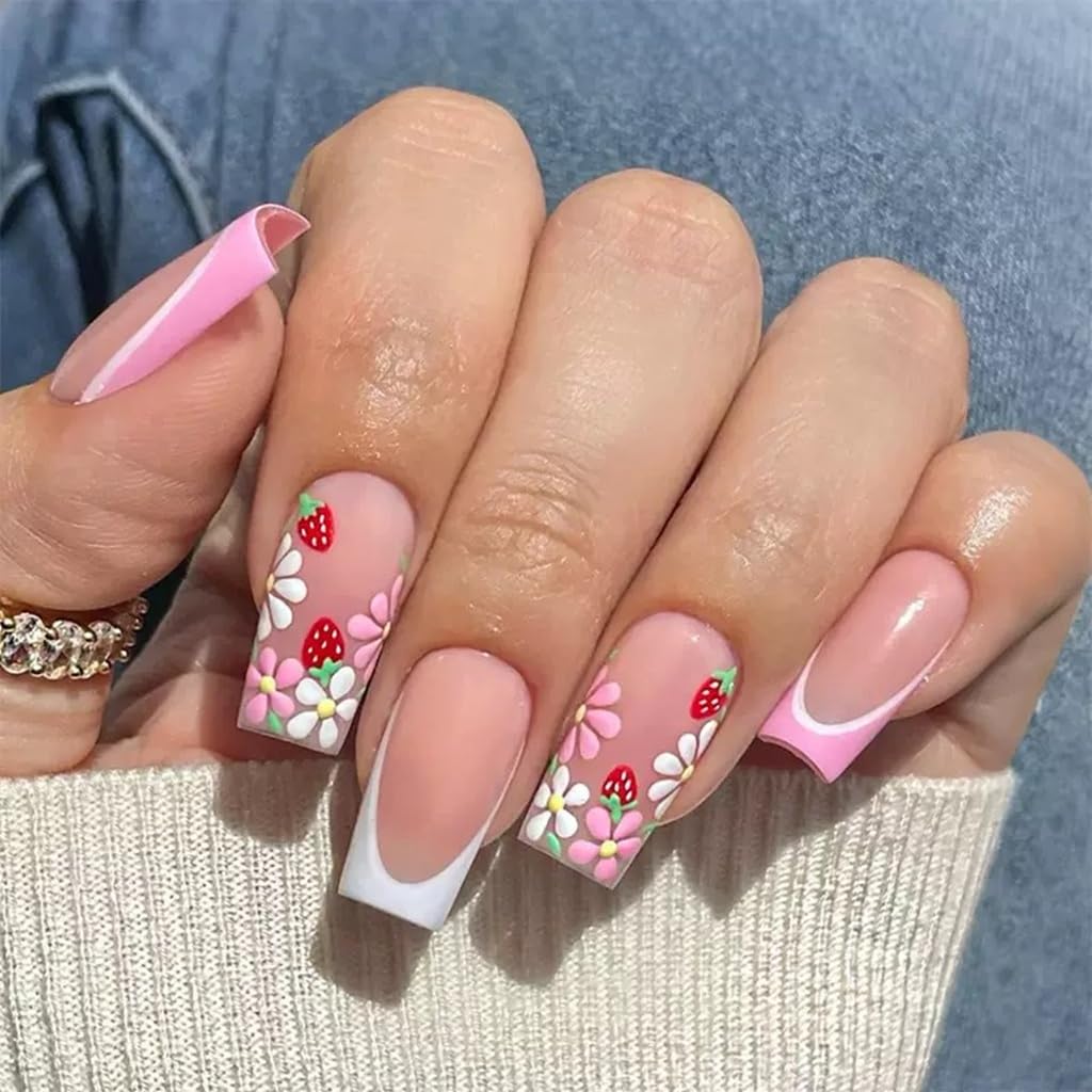 CTTHNBD front packaging showing 24-piece pink French tip nails and tools for quick styling