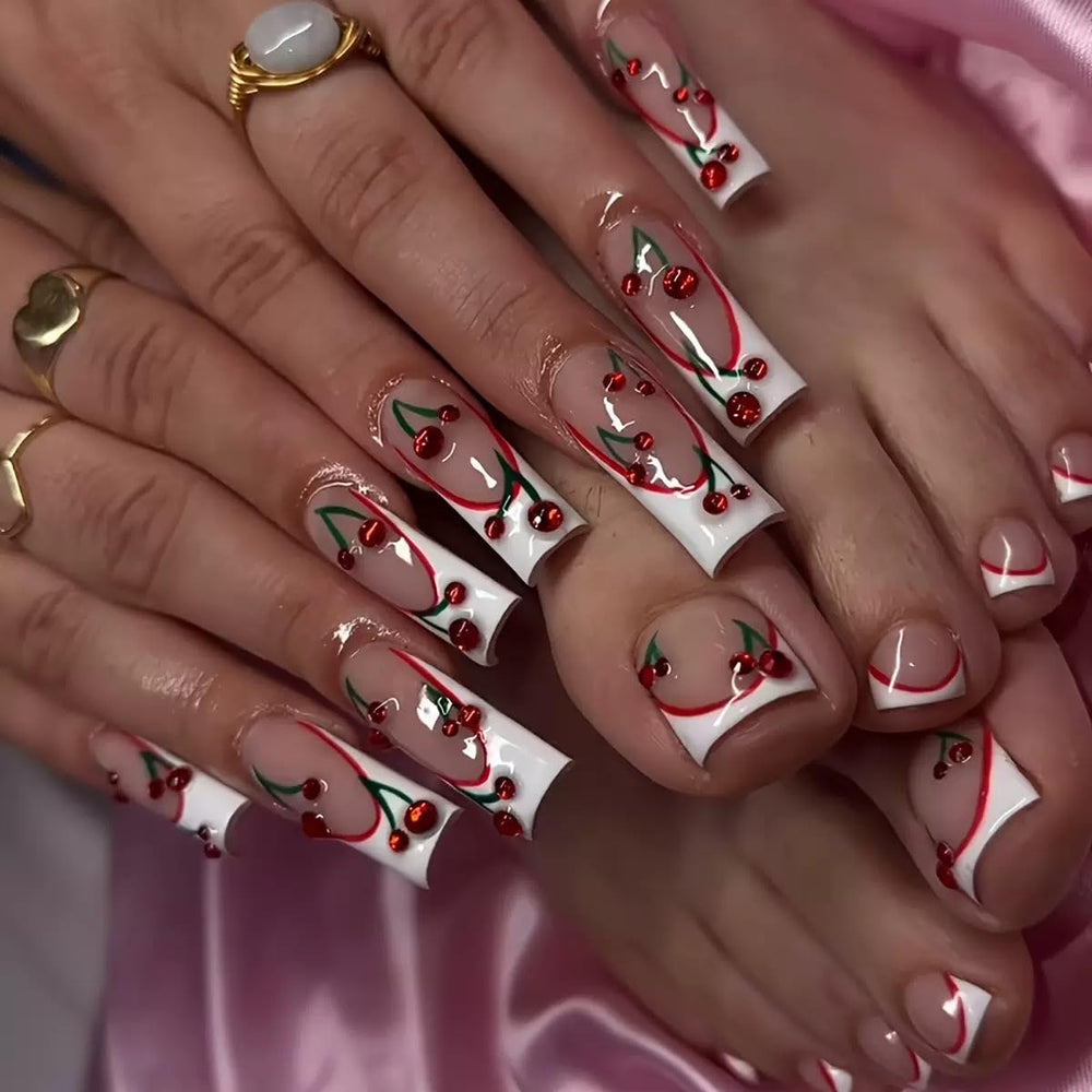 CTTHNBD front packaging showing white French tips and cherry design, easy salon look