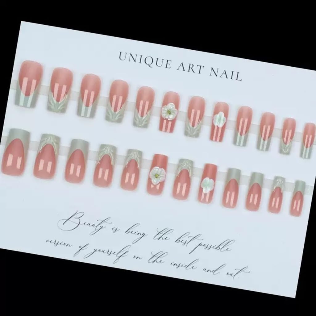 CTTHNBD on a hand model demonstrating how the green French tips appear when worn
