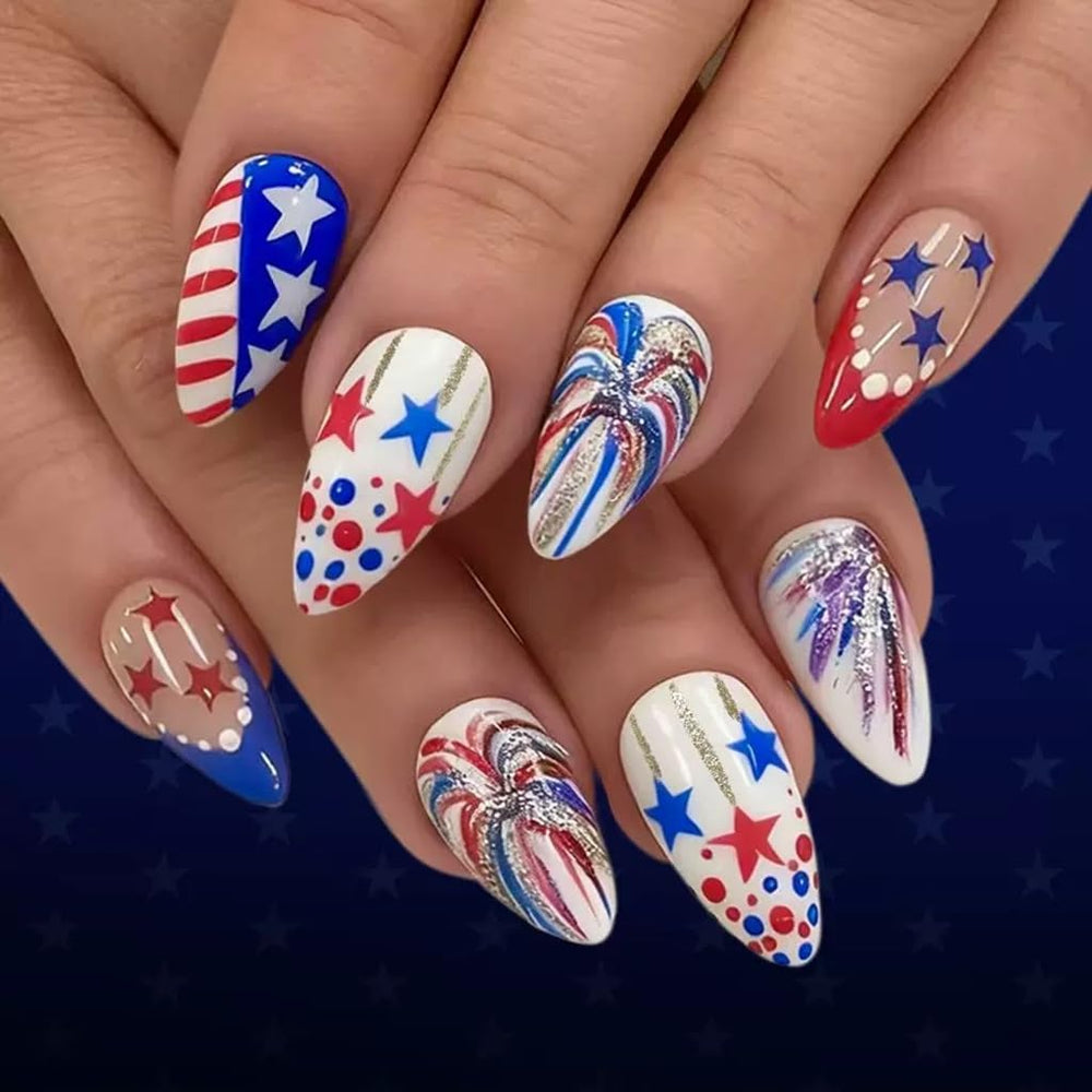 CTTHNBD medium almond close-up highlighting star and stripe detail for bold holiday style