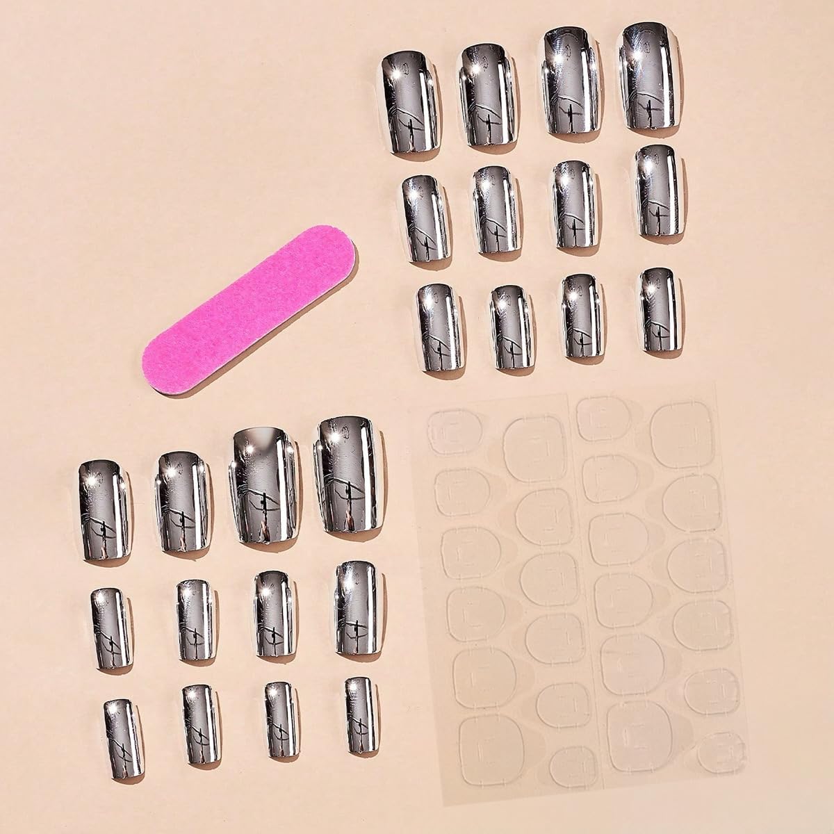 CTTHNBD 24-piece size layout with assorted medium square nails for perfect fit