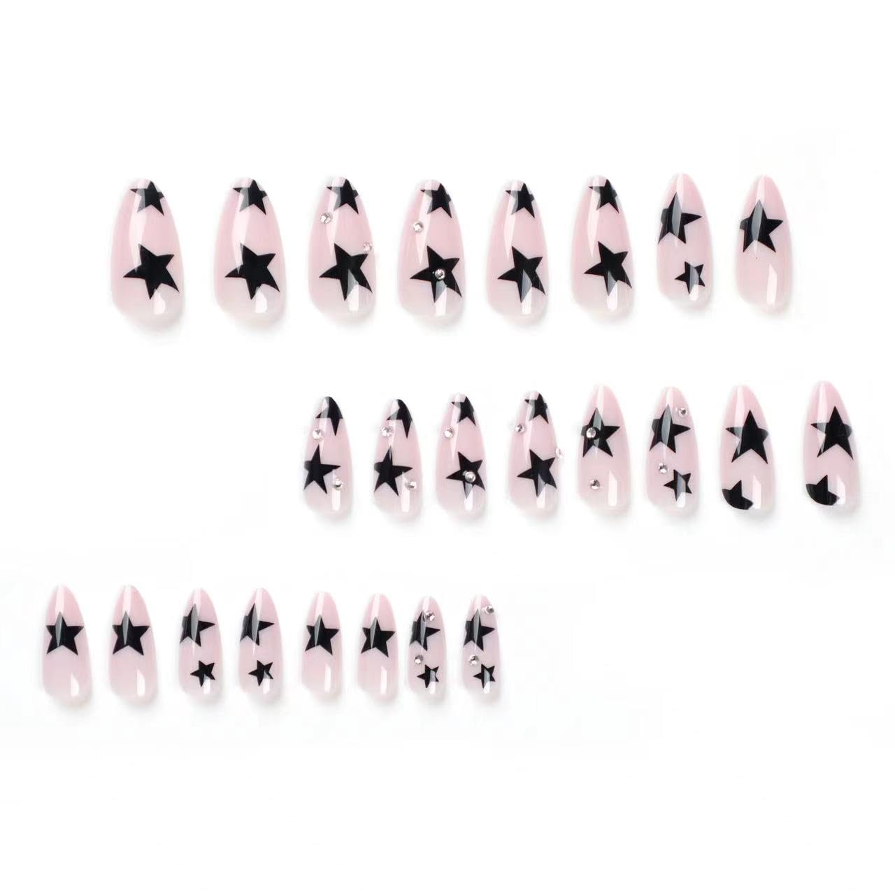 CTTHNBD nails worn on model hand demonstrating almond shape and natural elongation
