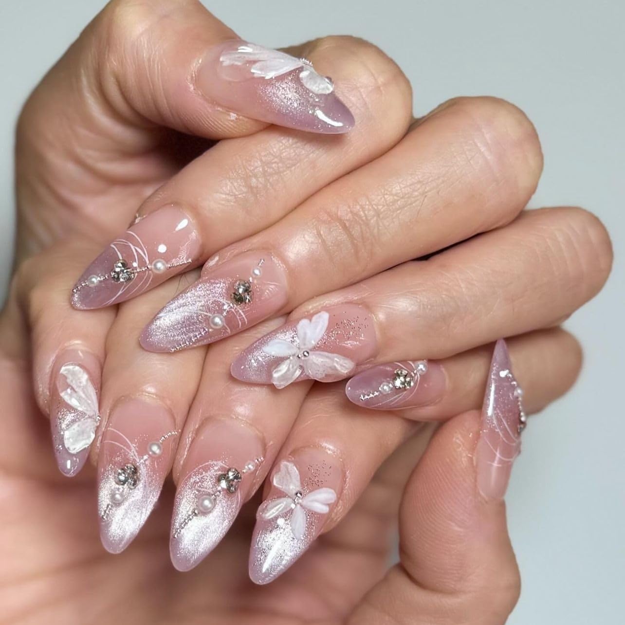 CTTHNBD front view of 24-piece ombré purple almond press-on nails showing ready-to-wear style