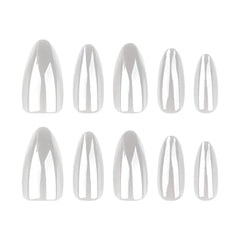 CTTHNBD side profile of almond curve fit on nail, illustrating natural shape and comfort