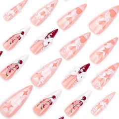 CTTHNBD top view of all 24pcs displayed to show variety of sizes and cohesive French tip look