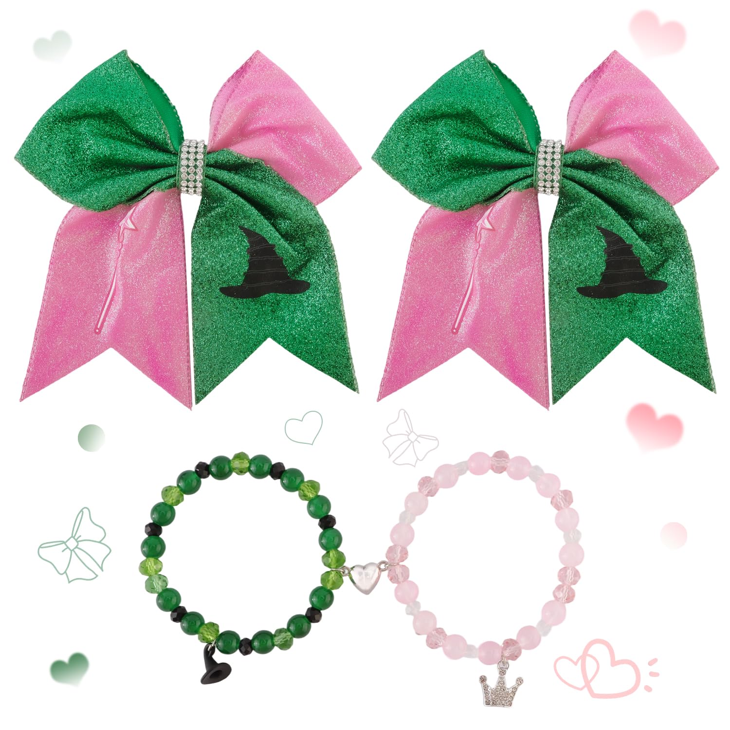 CUBACO front packaging showing pink green witch clips and bracelets, adds themed charm