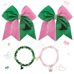 CUBACO front packaging showing pink green witch clips and bracelets, adds themed charm