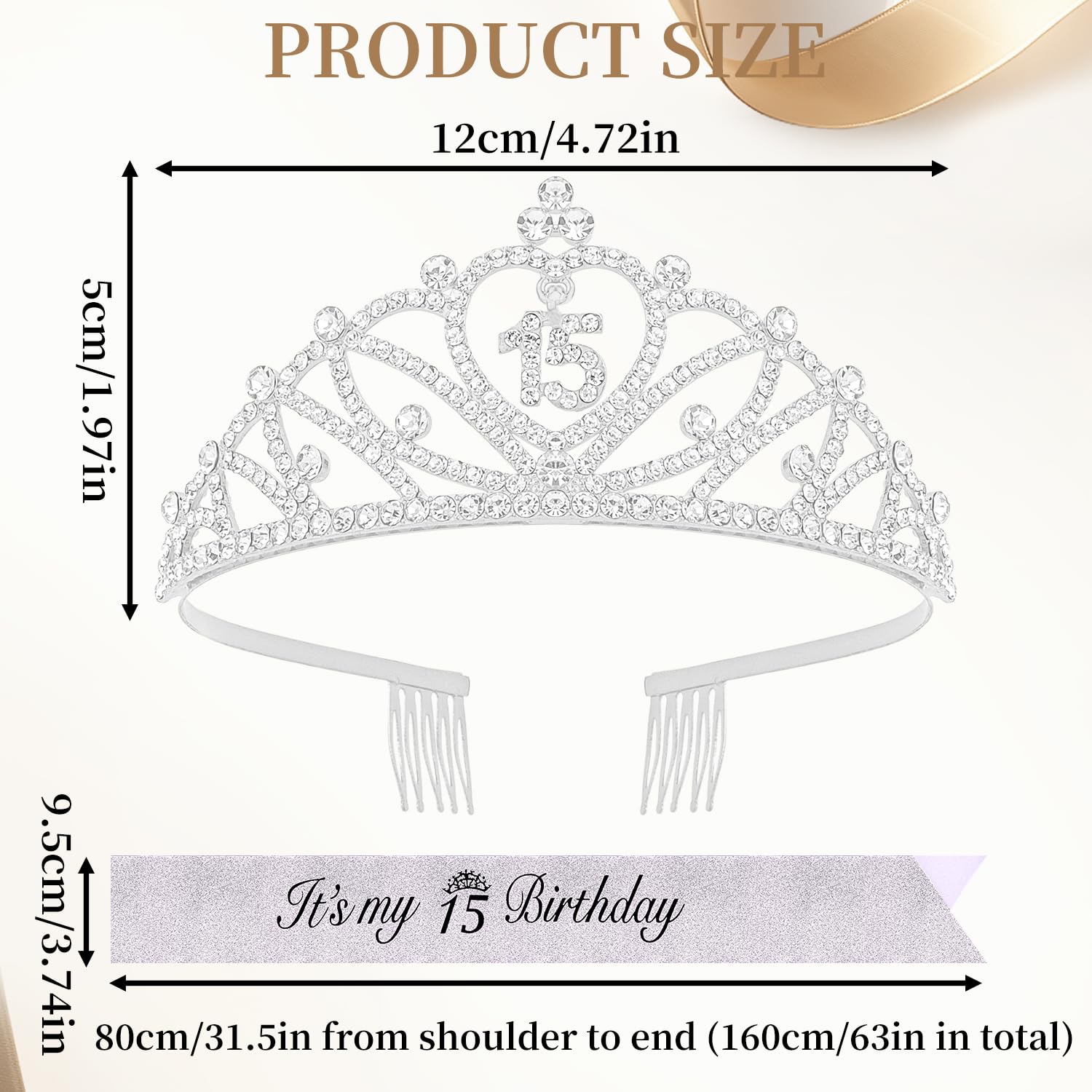CUBACO tiara in hair demonstration showing combs securing the crown for comfortable wear