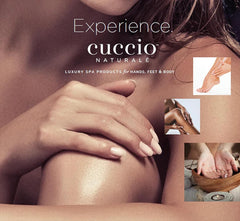 Cuccio label and cap detail highlighting brand and clean-formula benefit