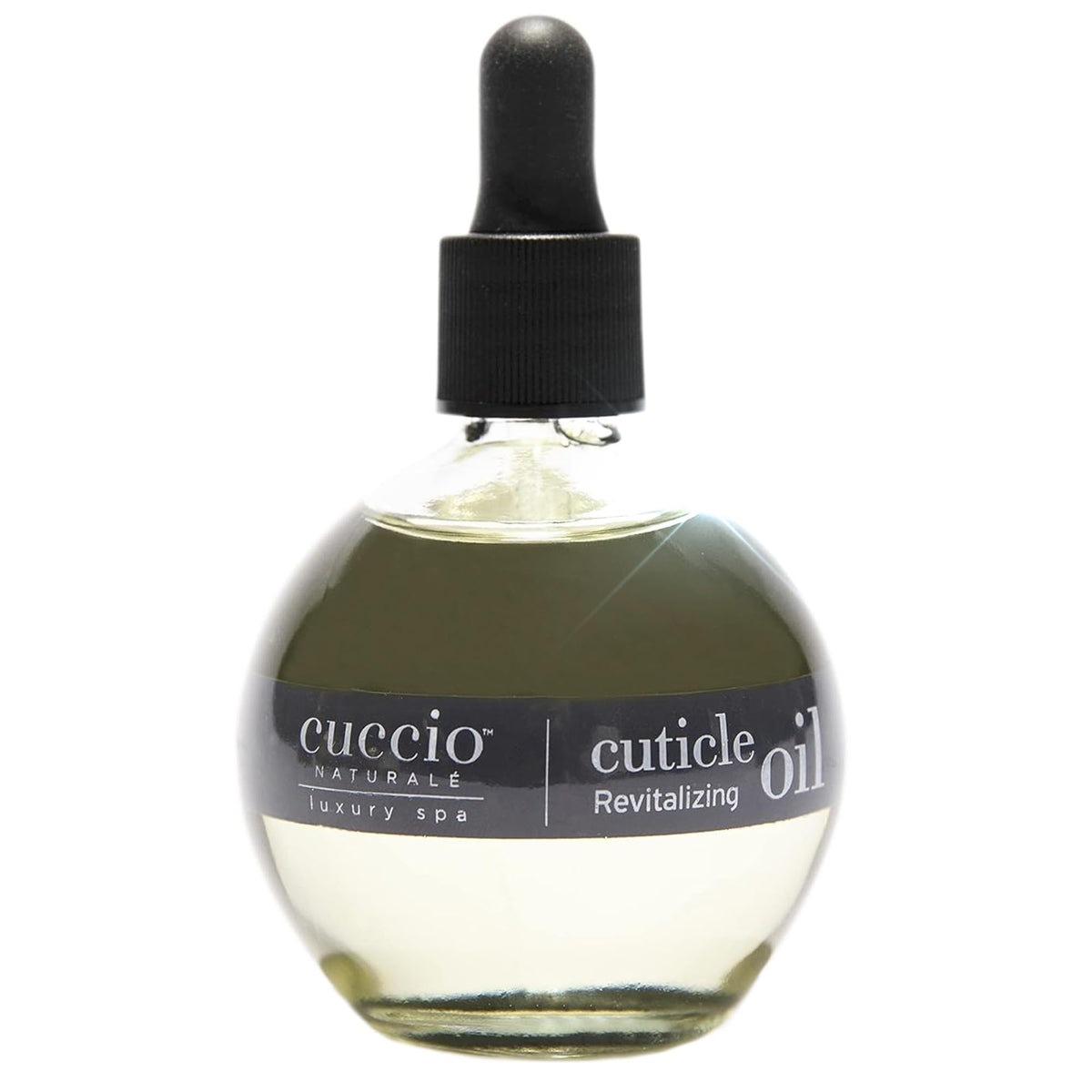 Cuccio bottle front view showing sleek packaging and product benefit