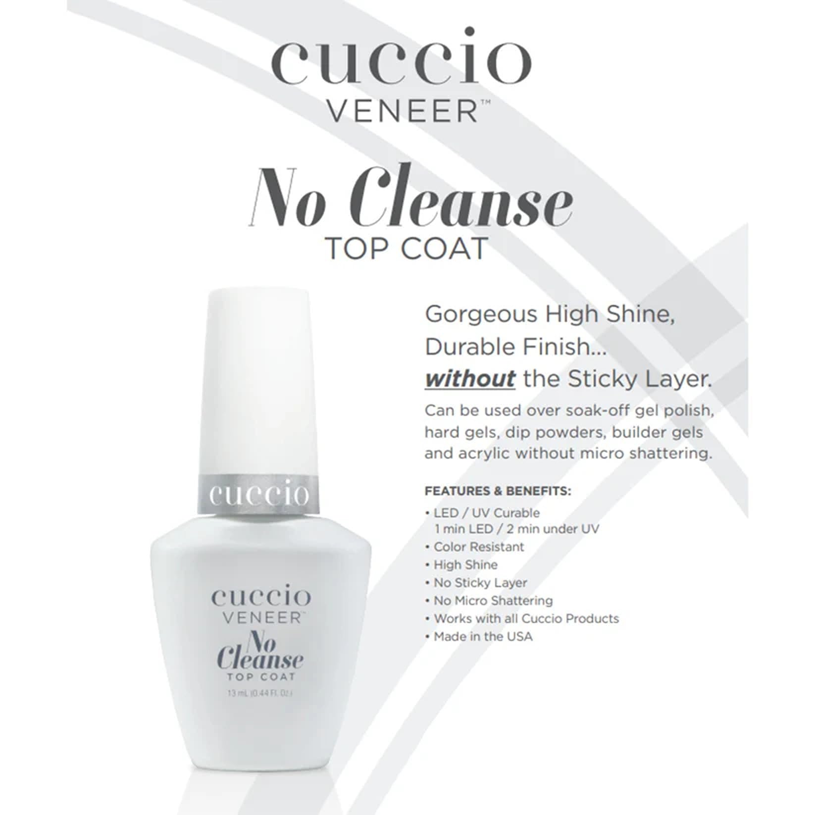 Cuccio brush applying top coat close-up for smooth, high-gloss protection