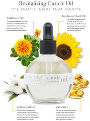 Cuccio close-up of oil drop highlighting lightweight texture and fast absorption