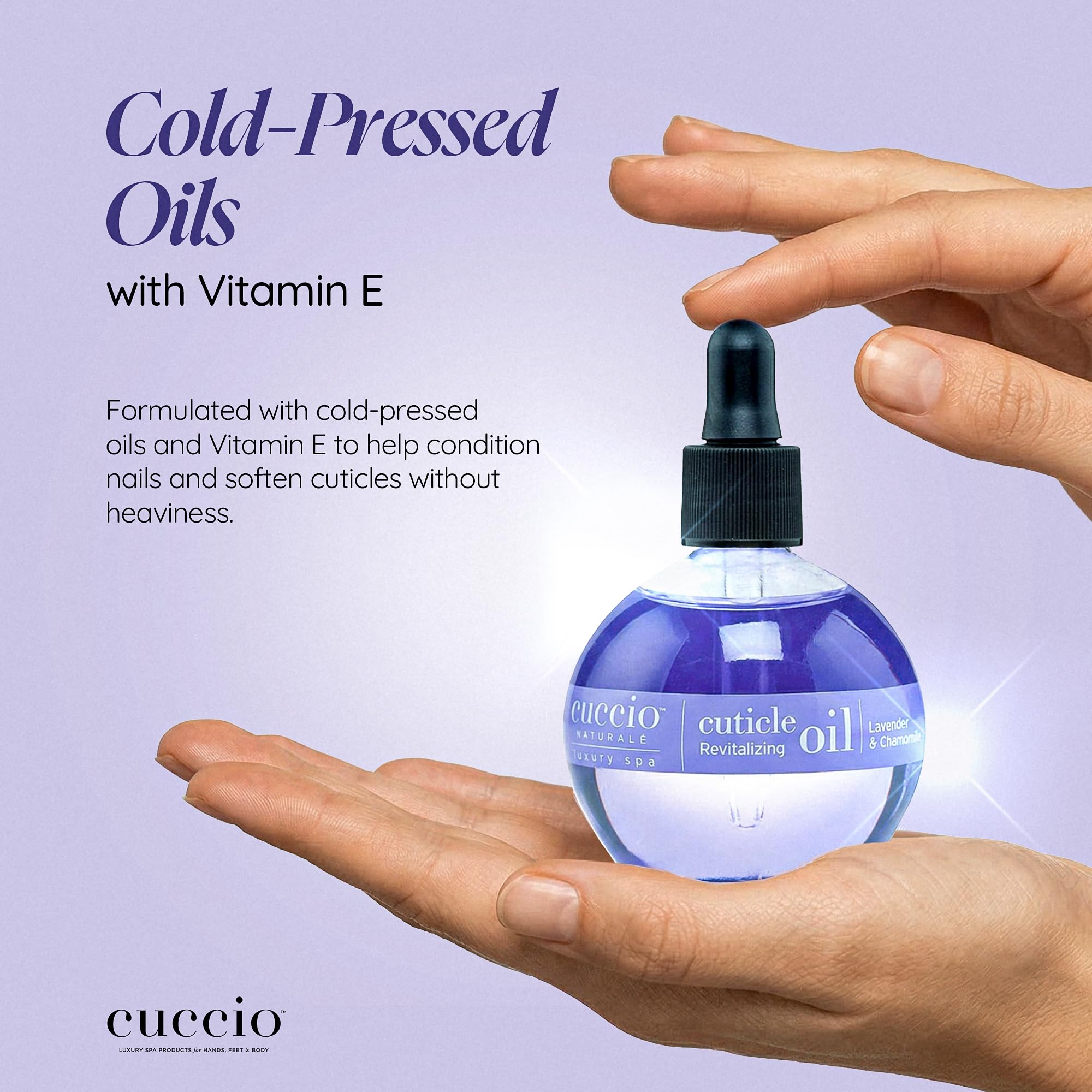 Applying Cuccio oil to cuticles on a hand to show quick hydration and neat finish